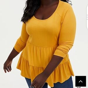 🆕 3X RIB SHIRRED HEM BABYDOLL TOP